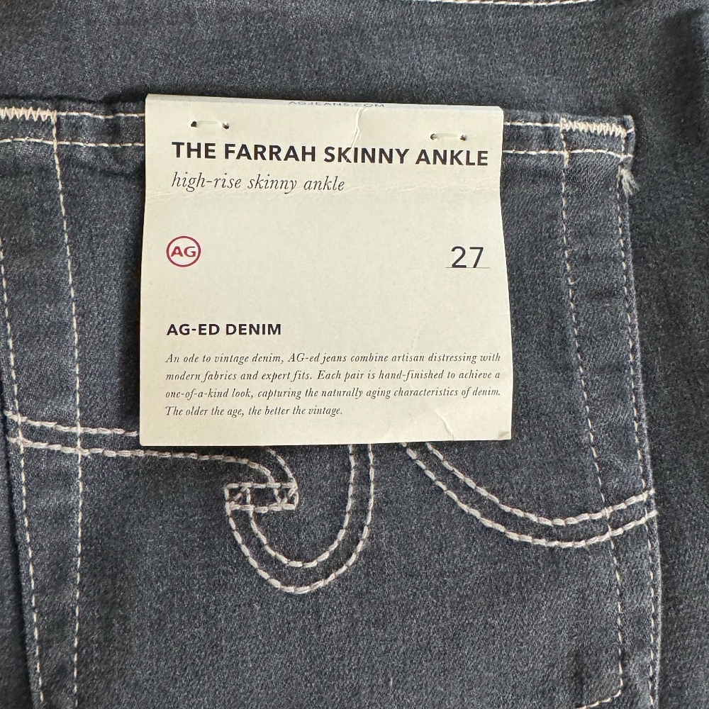 NWT: Women's Size 27R AG-ED Farrah Ankle Skinny Jeans